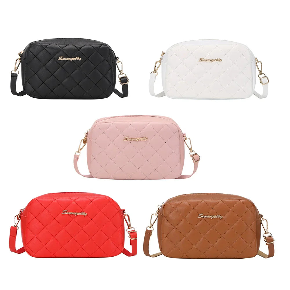 Tassel Small Messenger Crossbody Bag for Women – Lingge Embroidery Camera Shoulder Bag with Chain Strap (4.7 x 7.8 in / 12 x 20 cm)