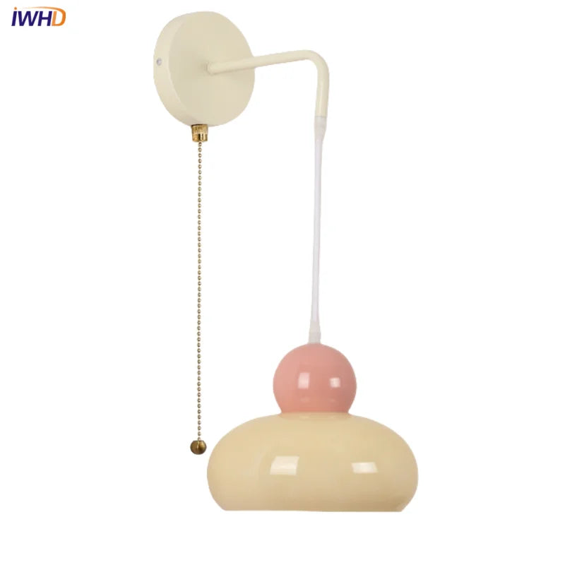DecorBites™ Iron Nordic LED Wall Light Fixture Glass Adjustable Bedside Lamp