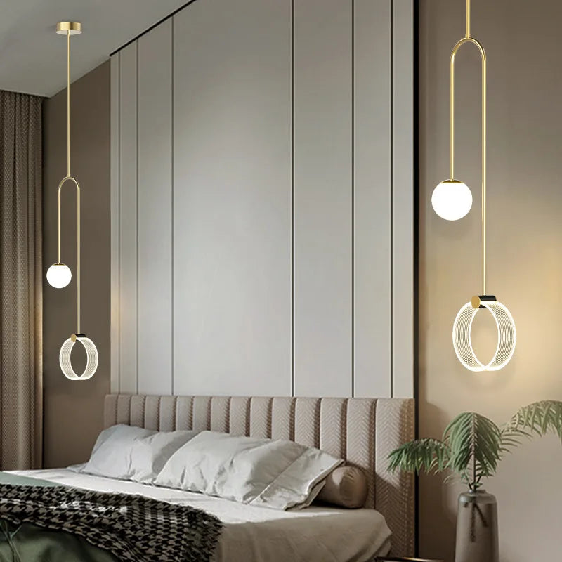 DecorBites™ Gold Luxury LED Pendant Light for Living Room, Bedroom, and Restaurant