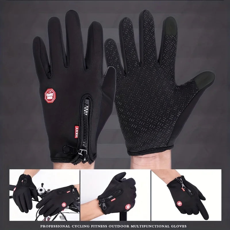 Touchscreen Winter Gloves for Men & Women - Windproof Thermal Cycling, Driving & Motorcycle Gloves with Non-Slip Grip