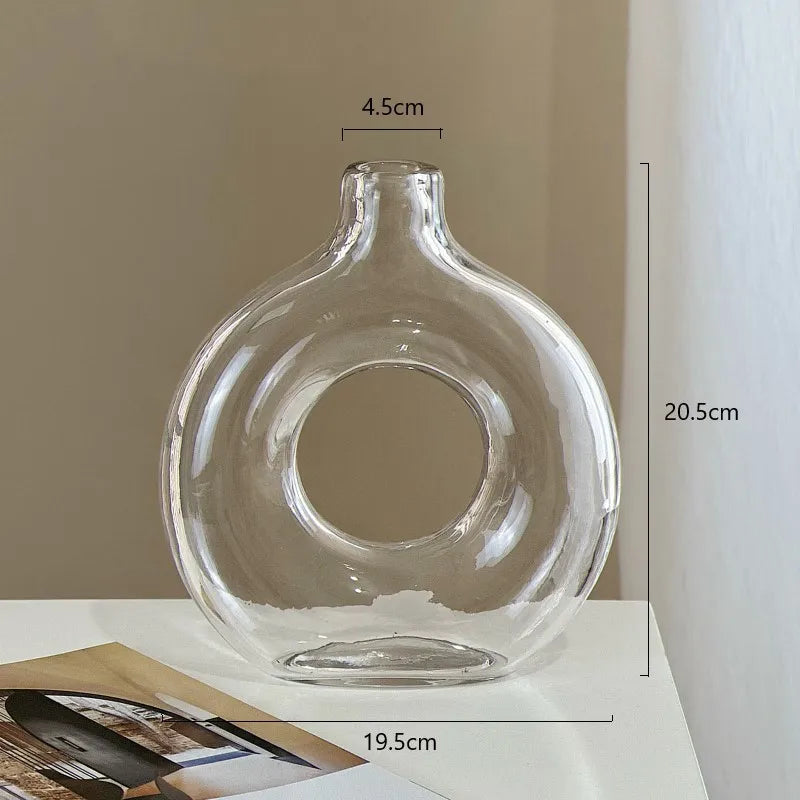 DecorBites™ Geometric Circles Glass Vase for Home Decor and Flower Arrangement