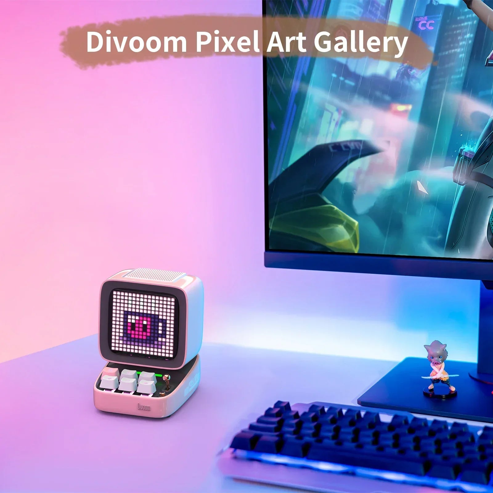 DecorBites™ Ditoo-Pro Retro Pixel Game Speaker Alarm Clock DIY LED Light