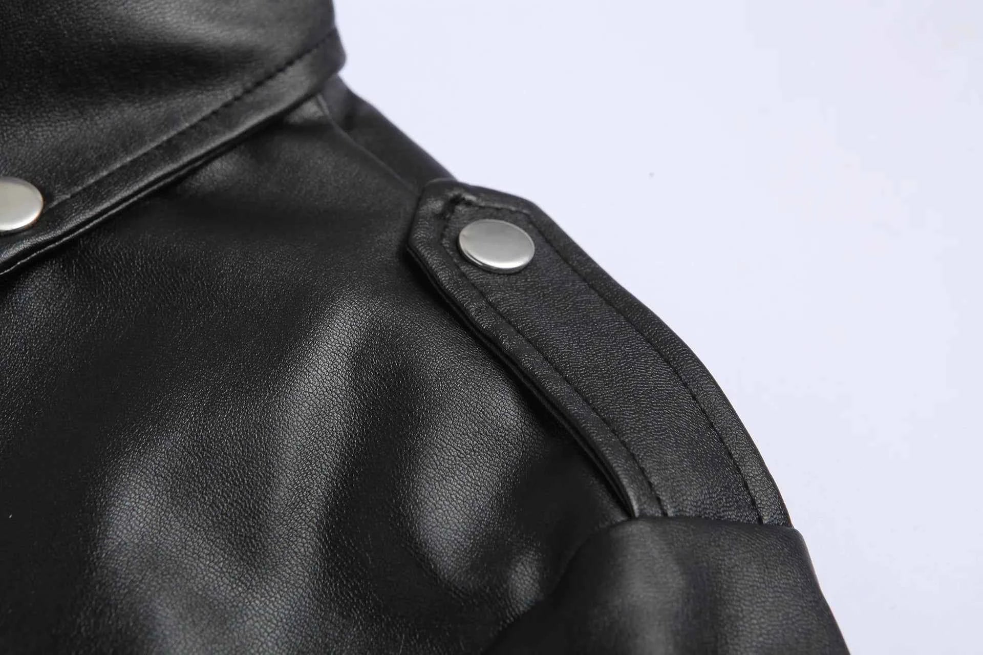 Men's PU Leather Motorcycle Fashion Slim Fit Leather Coat