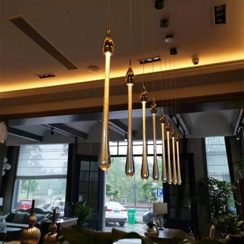 DecorBites™ Crystal Water Drop Chandeliers: Modern Luxury LED Lighting for Bedroom, Bar & Decor