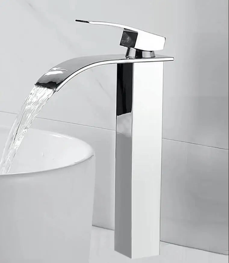 DecorBites™ Gold Bathroom Faucet: Brass Rose Gold Basin Waterfall Mixer Tap