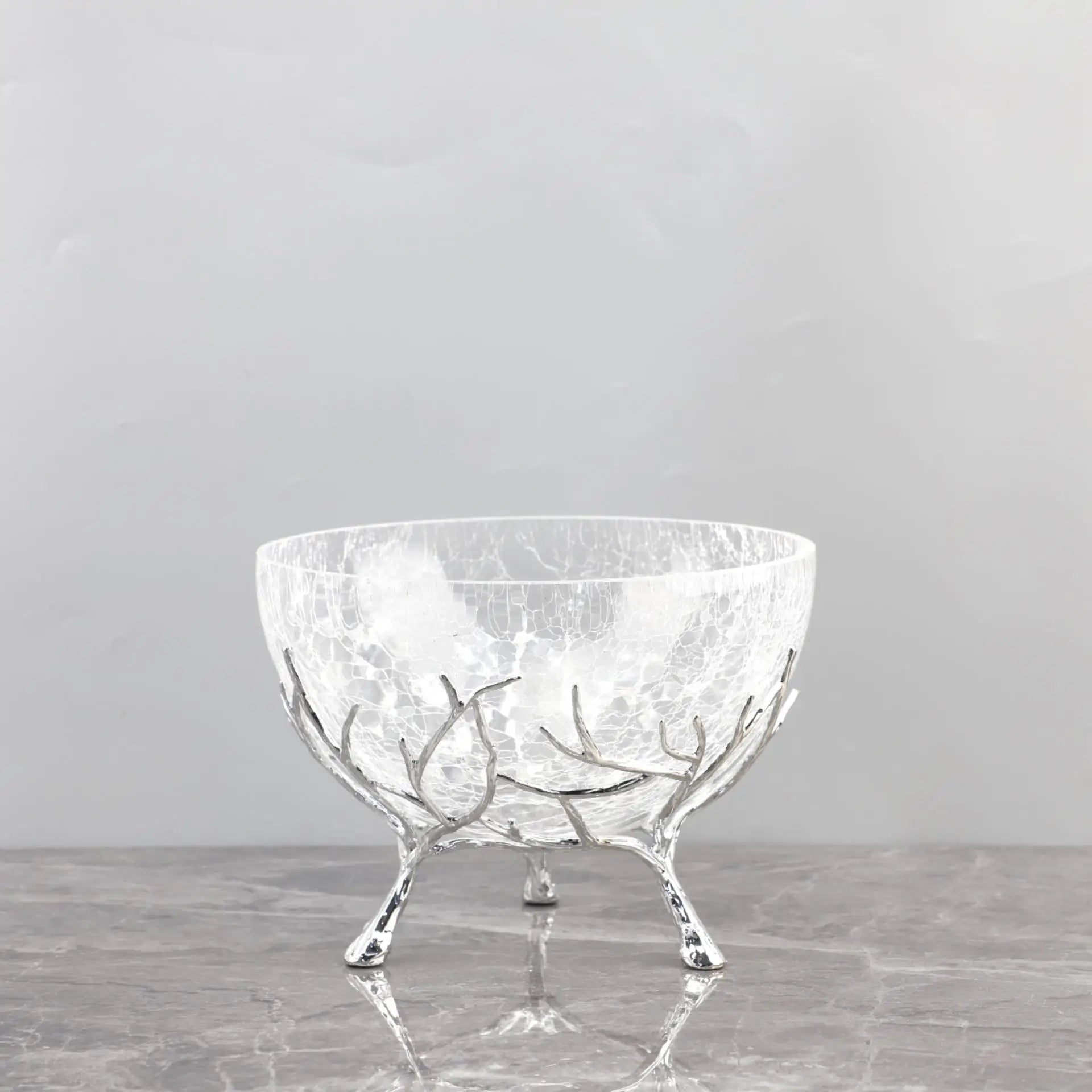 DecorBites™ Golden Branch Glass Fruit Plate: Stylish Home Storage Container & Decor Accessory