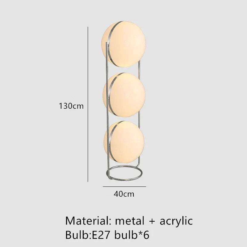DecorBites™ Garrault LED Chrome Metal Ball Floor Lamp with White Acrylic Shade
