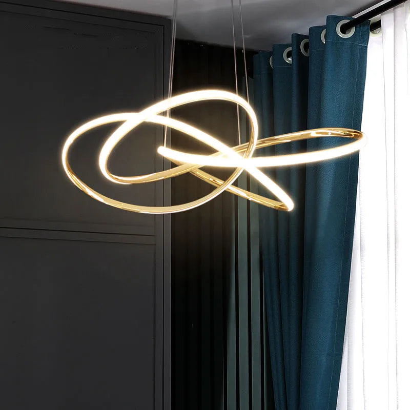 DecorBites™ Geometric Line LED Chandelier for Modern Home Deco, Living Room, Dining, Bar & Shop