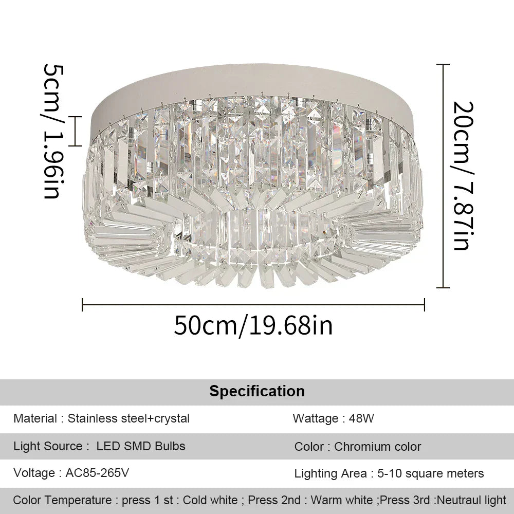 DecorBites™ Crystal Ceiling Chandelier: Modern LED Round Pendant Lamp for Luxury Home Decor