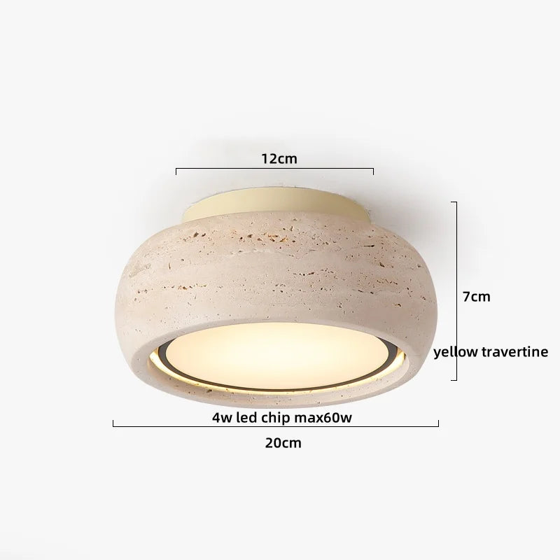 DecorBites™ Ellipse Stone LED Ceiling Light Natural Travertine Lamp Plafon