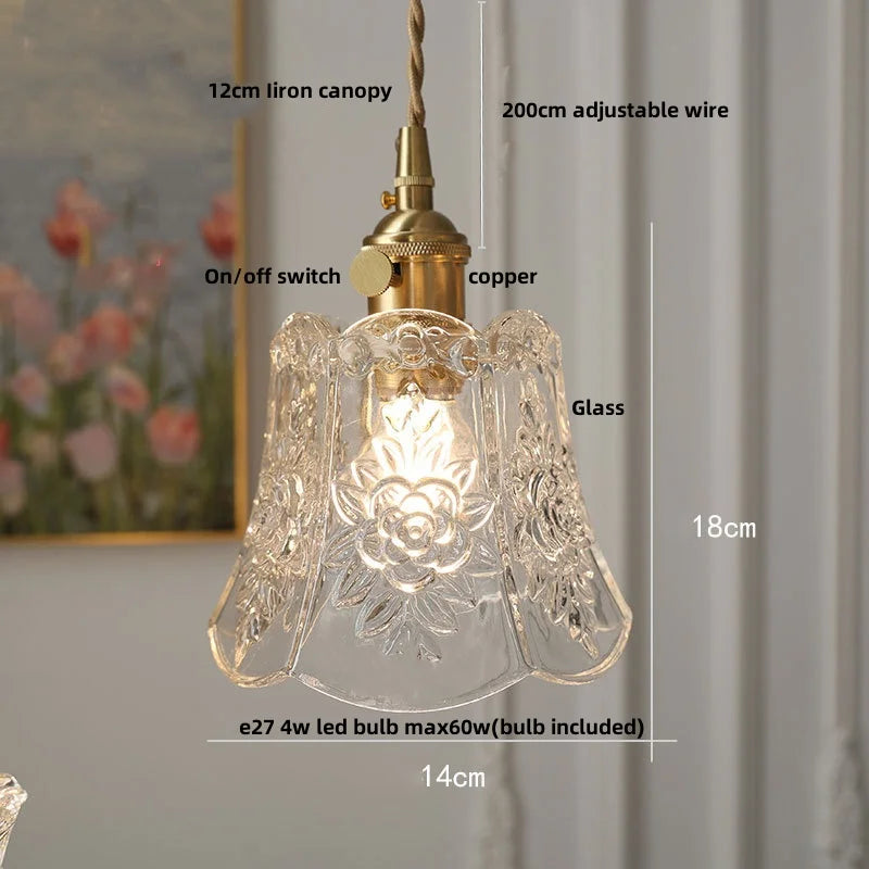 DecorBites™ Glass LED Pendant Lamp Modern Copper Socket Hanging Light