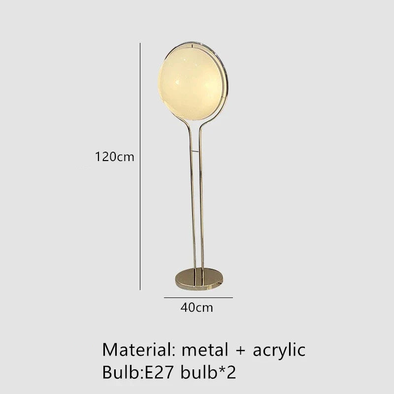 DecorBites™ Garrault LED Chrome Metal Ball Floor Lamp with White Acrylic Shade