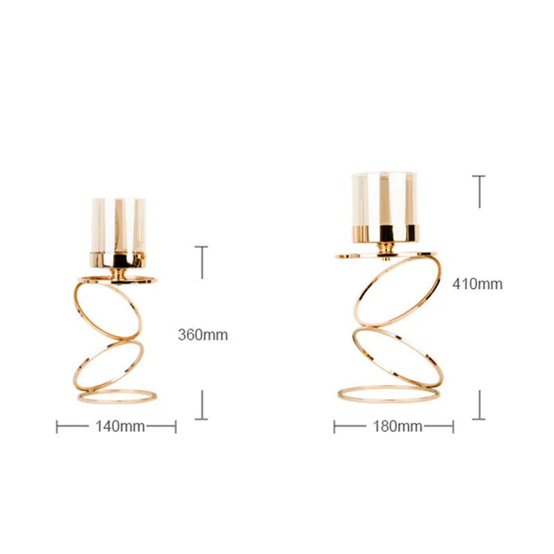 DecorBites™ Gold Metal Frame Glass Candle Holder - Wedding Centerpieces & Home Decor