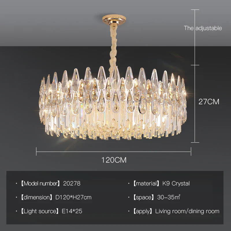 DecorBites™ Crystal LED Chandelier | Long Stairway Villa Light | Modern Luxury Post Lamp