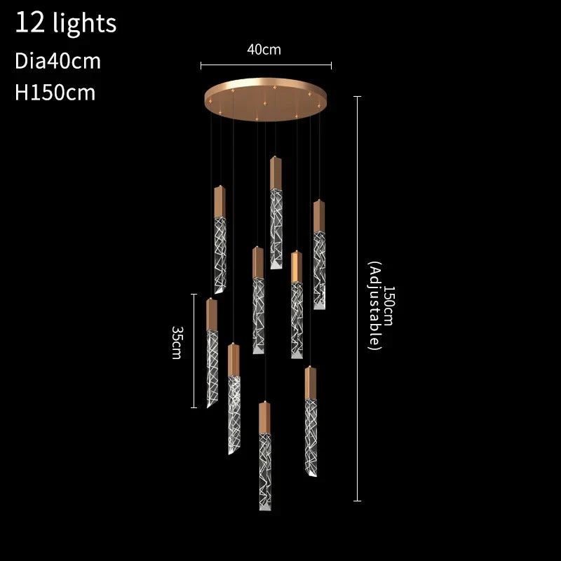 DecorBites™ Crystal LED Chandelier: Stylish Staircase & Living Room Lighting