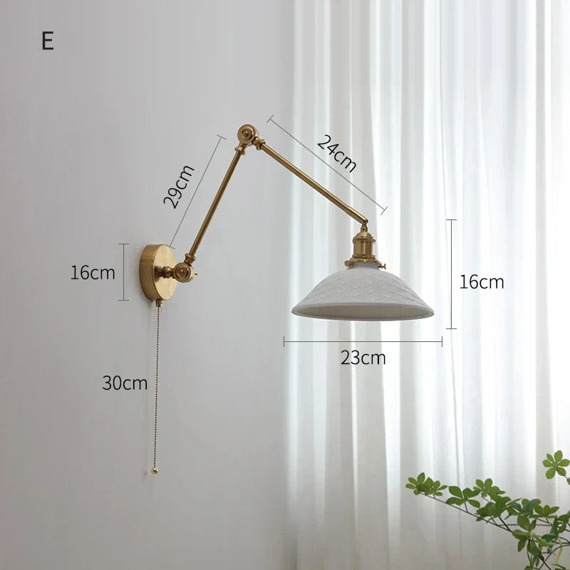 DecorBites™ Copper Swing Arm Wall Lights Sconce Up Down LED Modern Ceramic Lampshade