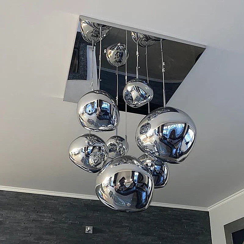 Golden glass lava led pendant light living room chandelier