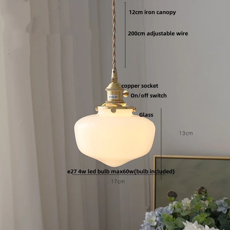 DecorBites™ Glass LED Pendant Light Fixture Knob Switch Nordic Modern Hanging Lamp