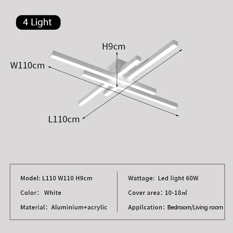 DecorBites™ Linear LED Ceiling Lamp for Living Room Bedroom Lighting Fixtures