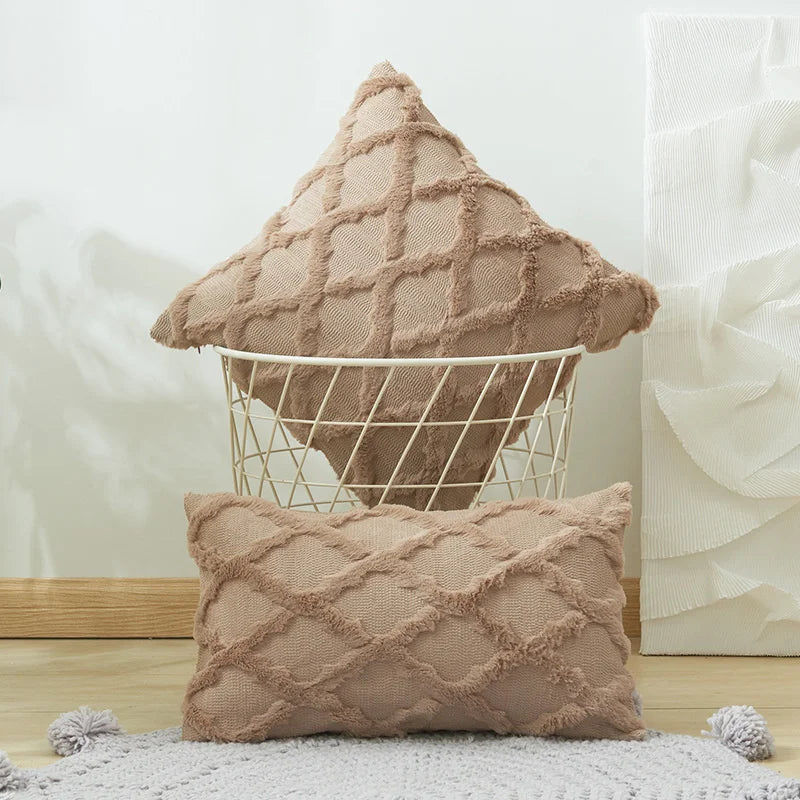 DecorBites™ Embroidered Diamond Cushion Cover for Modern Living Room Decor