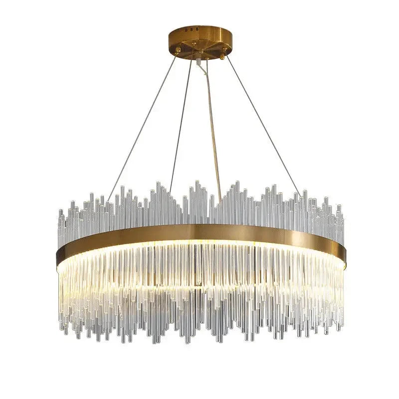 DecorBites™ Gold Crystal Chandelier Dimmable Luxury Pendant Lights for Bedroom & Living Room