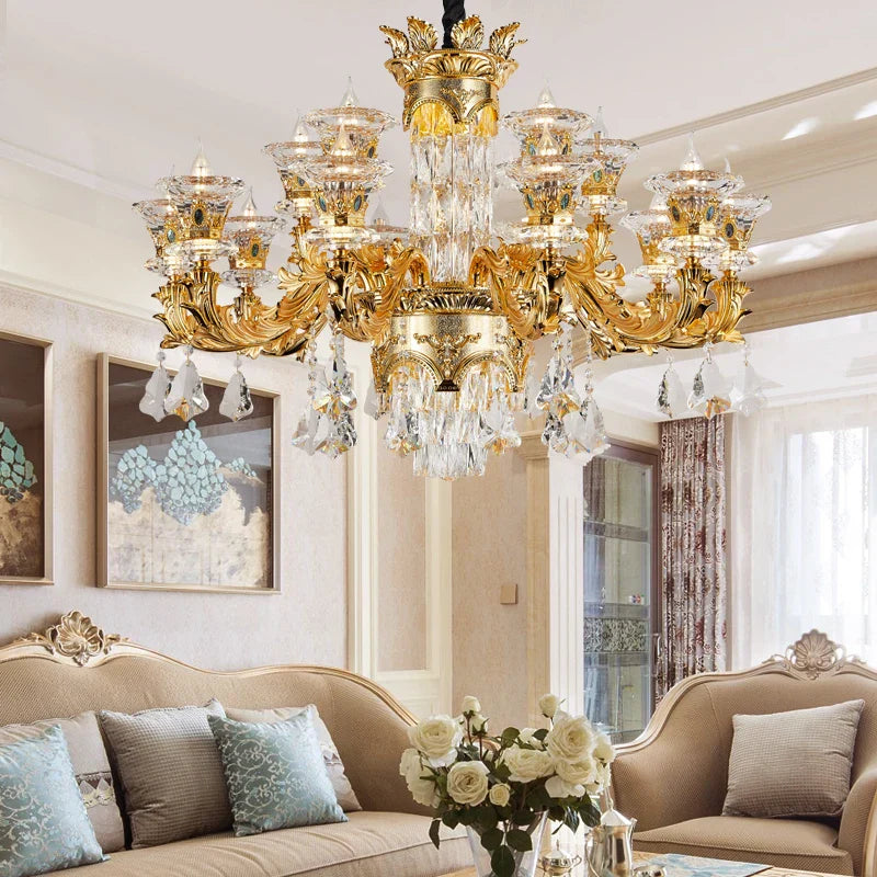 DecorBites™ Jade Crystal Chandelier - Elegant European Style Living Room Lighting