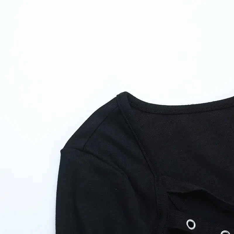 Goth Dark Punk Rivet Sexy Long Sleeve T-shirt