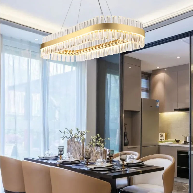 DecorBites™ Crystal LED Ring Chandelier | Modern Pendant Light Fixture