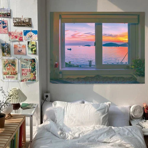 DecorBites™ Dreamy Window Scenery Tapestry Wall Hanging for Room Decor