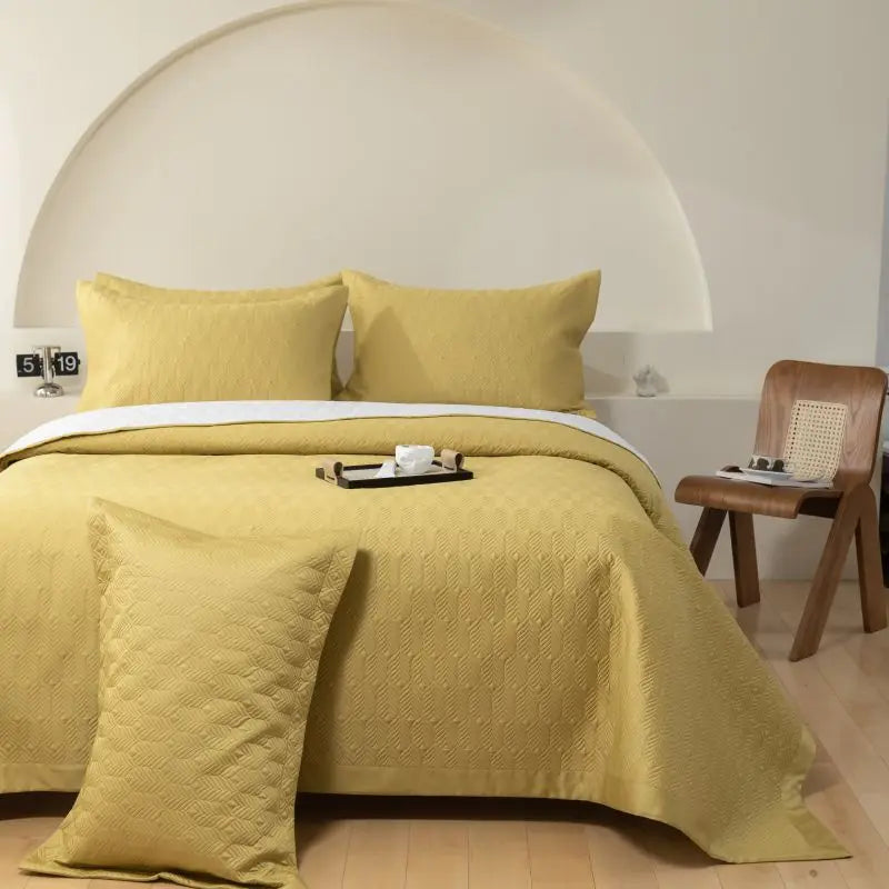 DecorBites™ Egyptian Cotton Solid Color Quilted Bedspread Set, 1000TC, 245x270cm, 3Pcs
