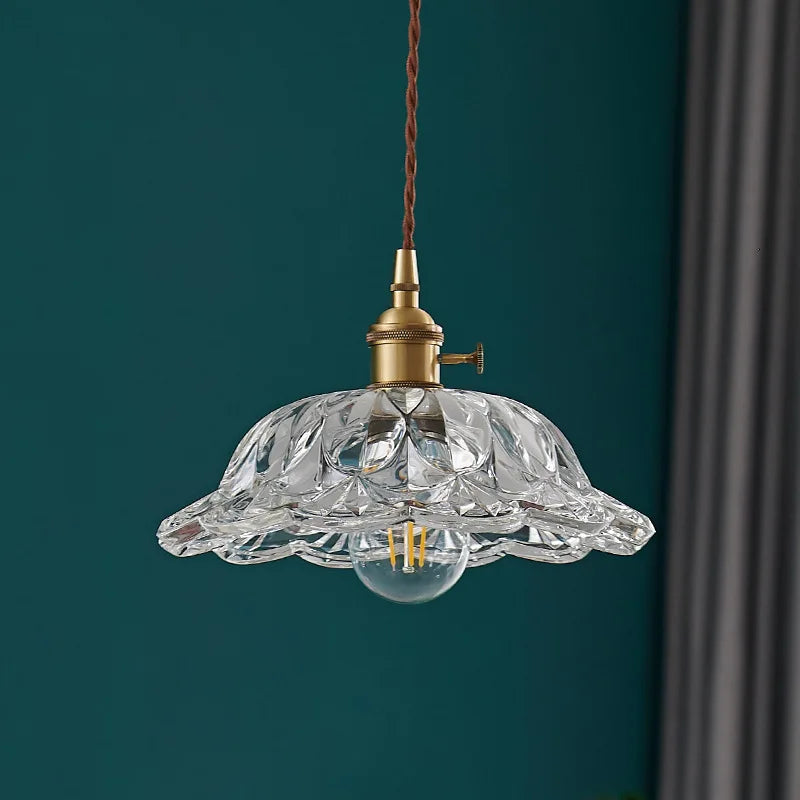 DecorBites™ Japanese Style LED Pendant Lamp Copper Glass Hanging Light Fixtures