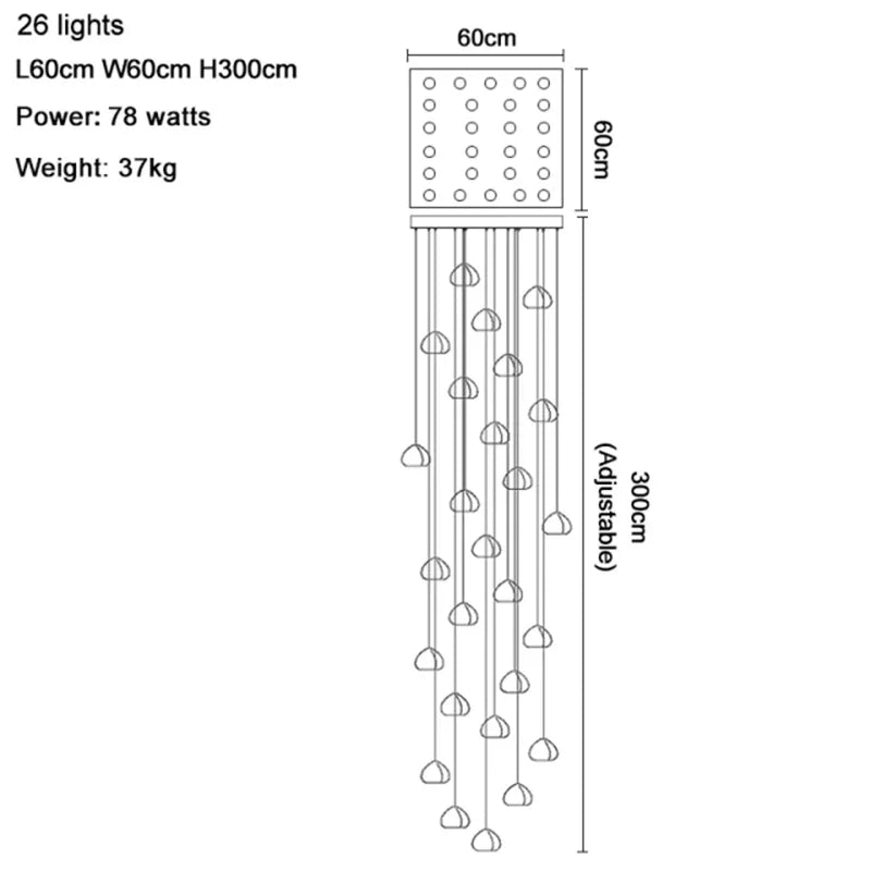 DecorBites™ Crystal Water Droplet Chandelier: Modern LED Staircase Pendant Light - Luxury Ball Hanging Lamp