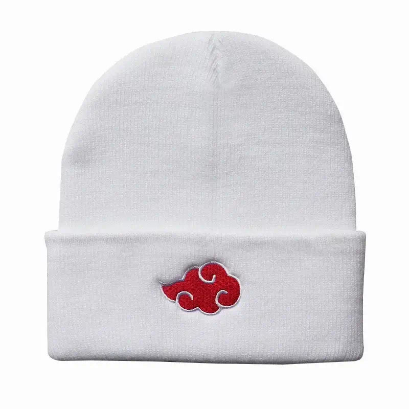 Akatsuki Beanie: Red Cloud Embroidery Warm Knit Hat