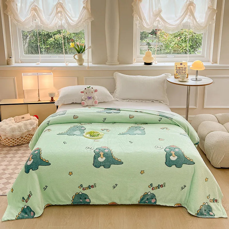 DecorBites™ Dinosaur Patterns Snowflake Velvet Blanket in Various Sizes for Home/Office
