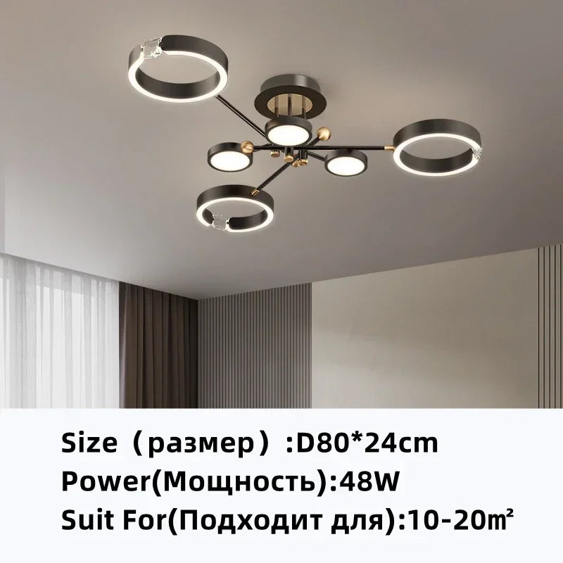 DecorBites™ Gold Plated Chandelier with Remote Control, Crystals Decoration for Living Room