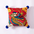 DecorBites™ Dragon Year Cushion Cover 45x45cm Decorative Throw Pillow with Hair Ball Embroidery