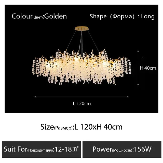 DecorBites™ Gold Chandelier Glass Pendant Lamp for Home Decor - Modern Luxury Lighting
