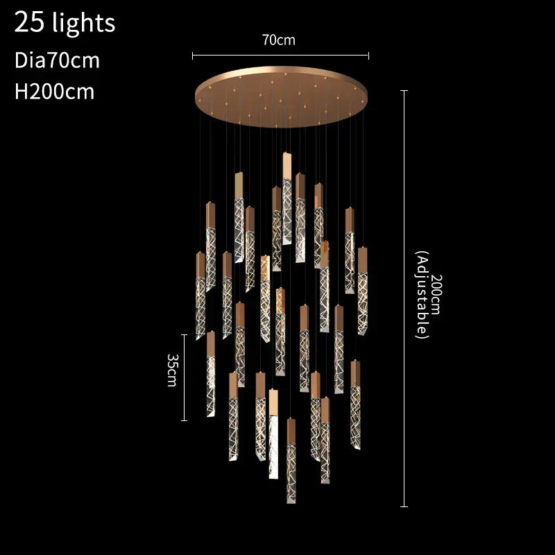 DecorBites™ Crystal LED Chandelier: Stylish Staircase & Living Room Lighting