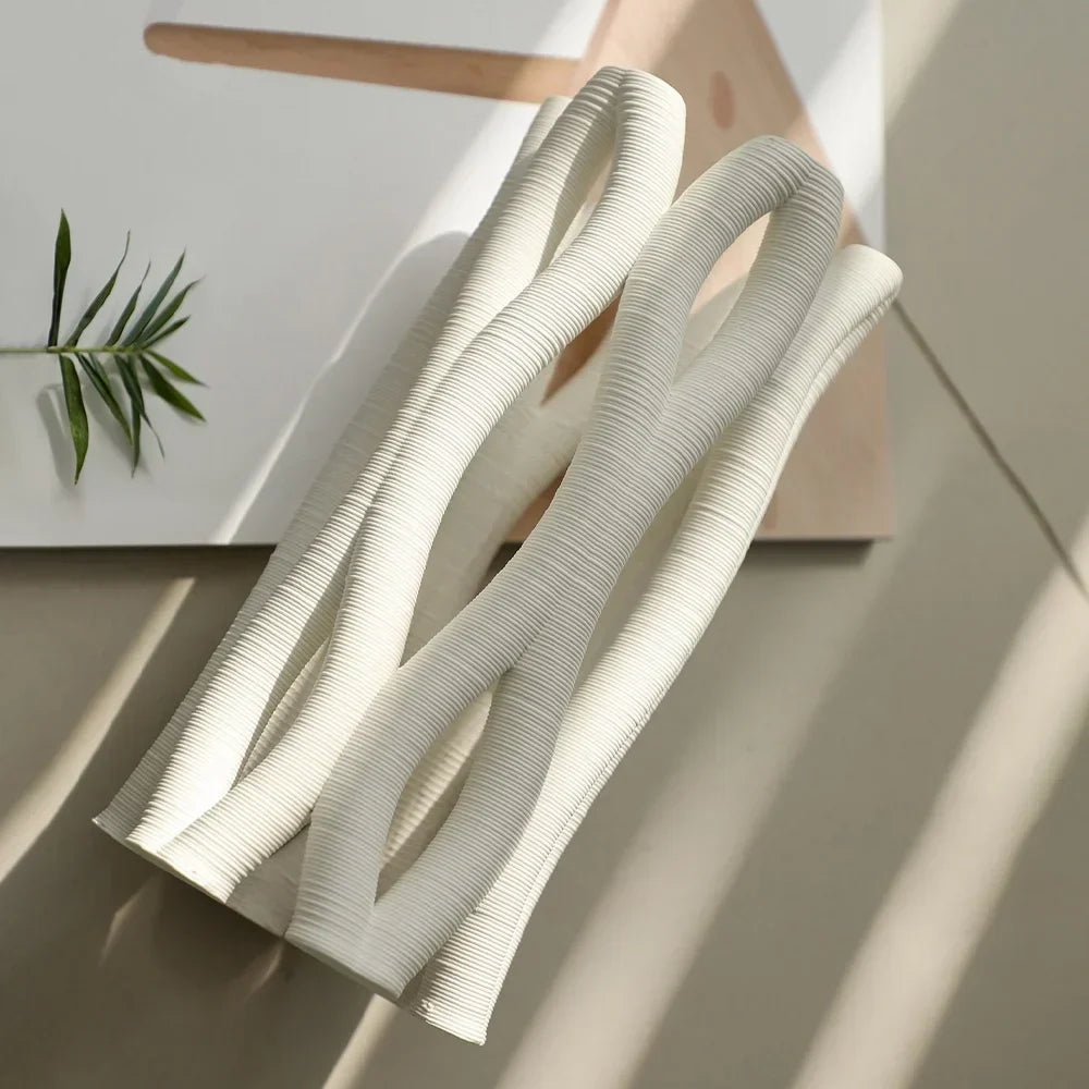 DecorBites™ Geometric Ceramic Spiral Vase Set for Home Decor and Floral Arrangement