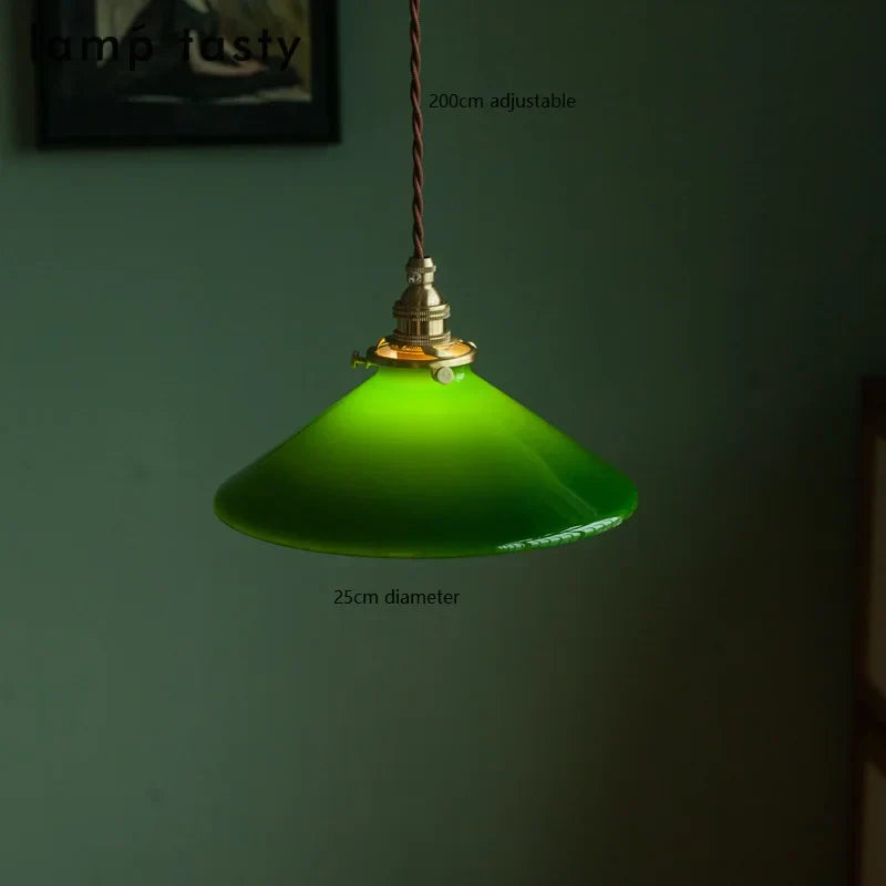 DecorBites™ Green Glass LED Pendant Light for Home, Restaurant, Bar, and Loft Style Decor.