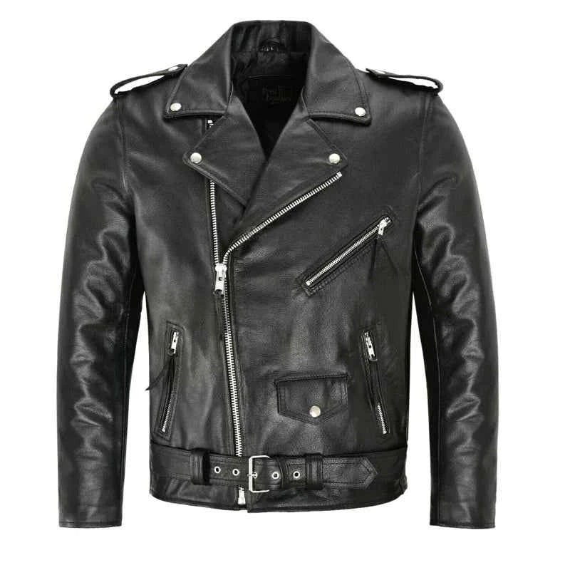 Men's PU Leather Motorcycle Fashion Slim Fit Leather Coat