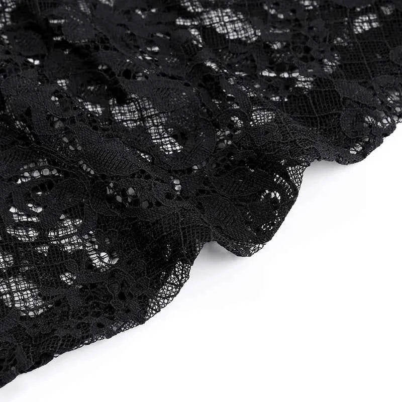 Gothic Crop Top T-Shirt for Women Sexy Fishnet Backless Steampunk