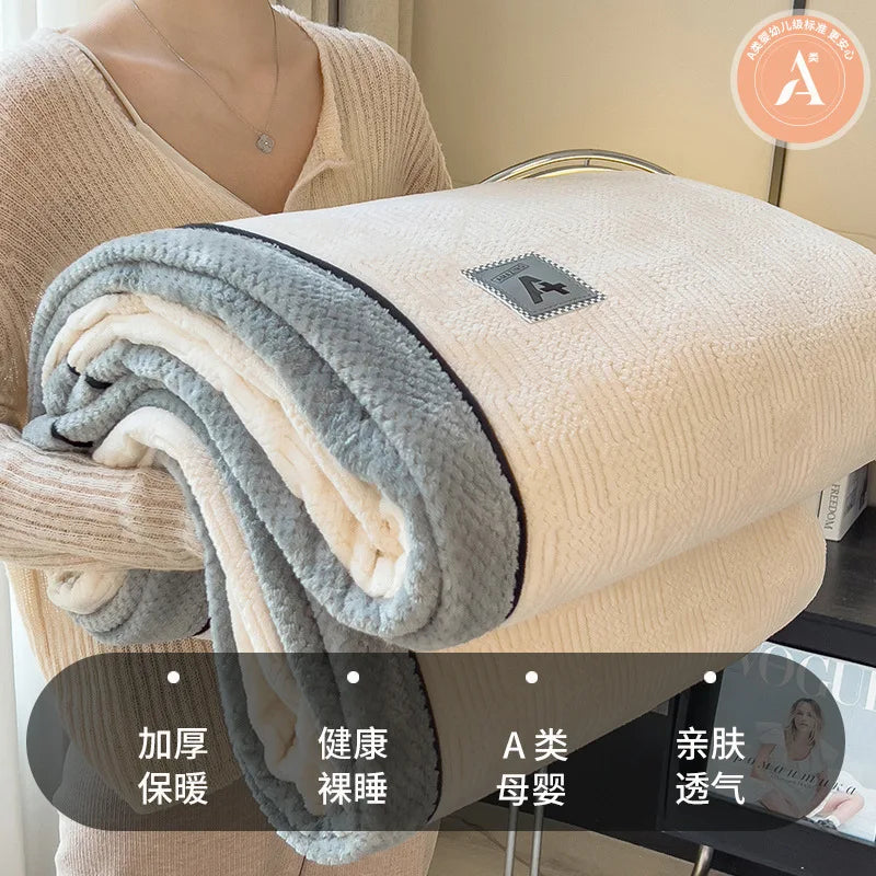 DecorBites™ Cozy Cotton Velvet Plush Blanket: Luxuriously Soft and Warm Light Blanket