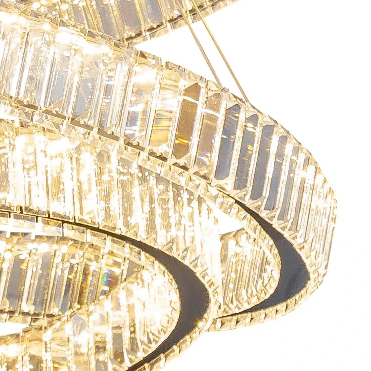 DecorBites™ Crystal LED Ring Chandelier - Luxury Villa Stair Pendant Fixture