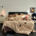 DecorBites™ Full Matte Ant Velvet Winter Duvet Set Queen Bedding Warmth Fluffy Blanket