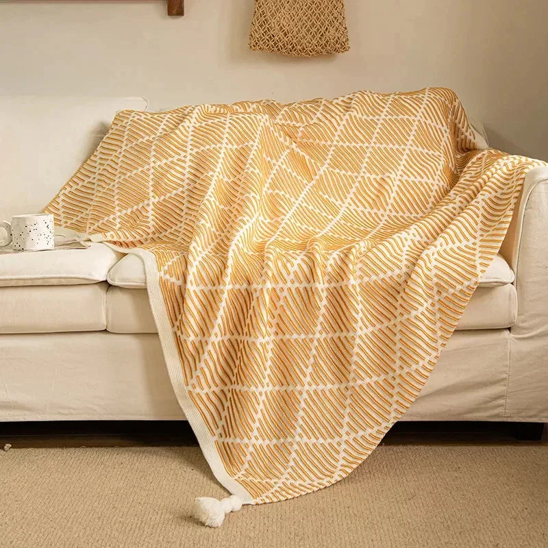 DecorBites™ Knit Sofa Blanket - Luxury Decorative Plaid Bedspread Throw Blanket