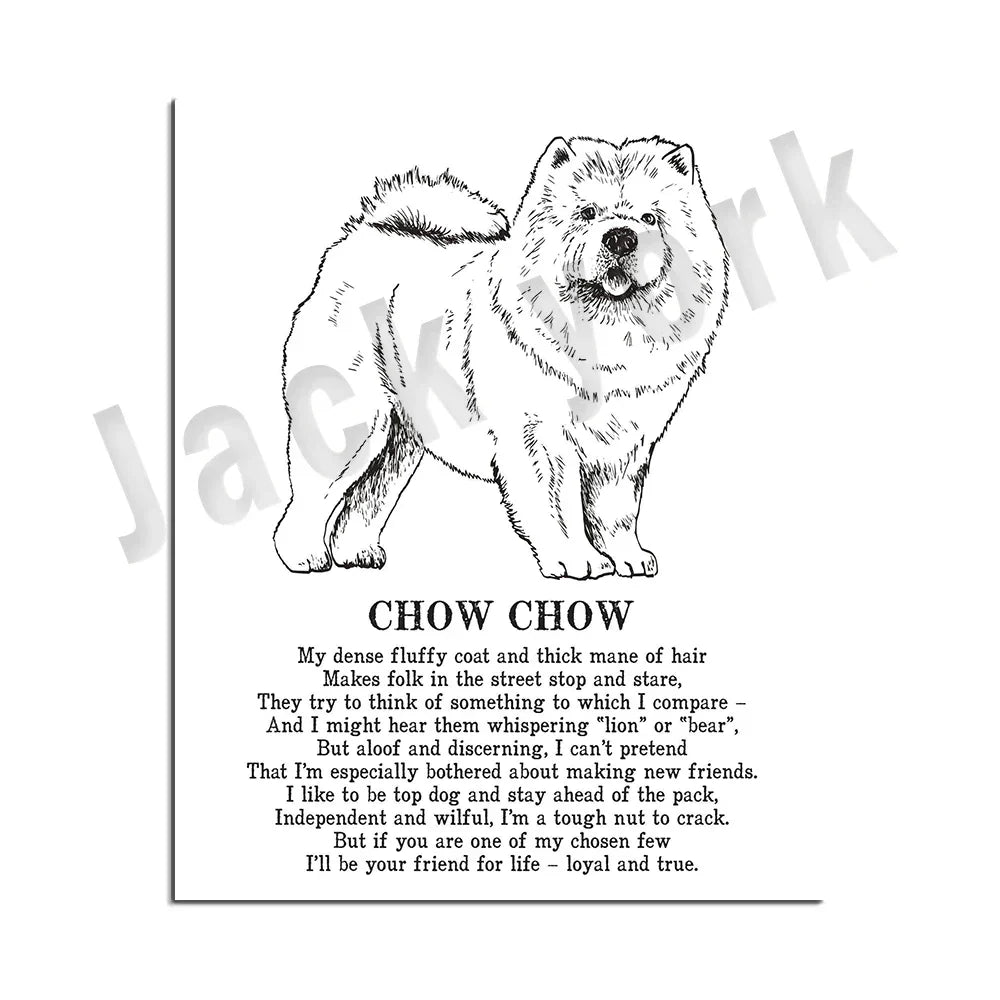 DecorBites™ Dog Breeds Poster: Chinese Crested, Chesapeake Retriever, Brussels Griffon, + More