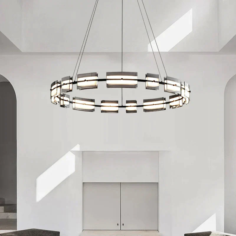 DecorBites™ Glass Restaurant Chandelier, High-End All Copper Lighting Fixture