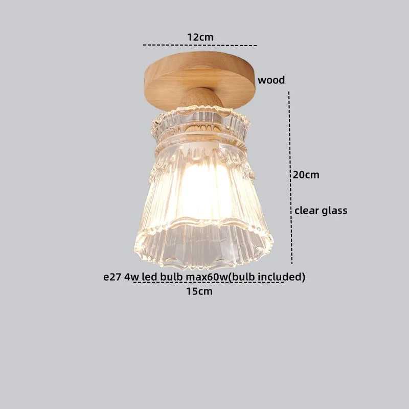 DecorBites™ Crystal Wood LED Ceiling Lamp Clear Glass Modern Indoor Lighting