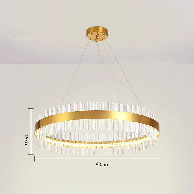DecorBites™ Crystal LED Circle Pendant Chandelier for Living Room Kitchen Decor